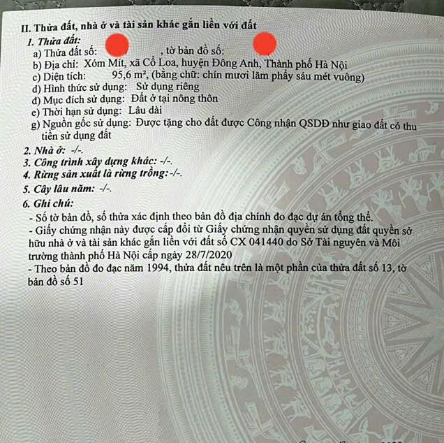 Bán đất tại Xóm Mít-Cổ Loa giá uy tín 96m đường thông gần 5m có sẵn nhà - Ảnh chính